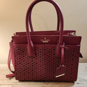 Kate Spade Maroon Satchel with Cutout Design